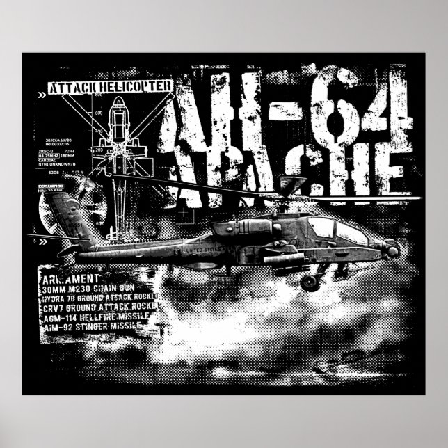 AH-64 Apache-utskrift Poster (Framsidan)