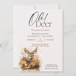 Åh Älg! Akvarellfawn och Dovhjort Baby Shower Inbjudningar