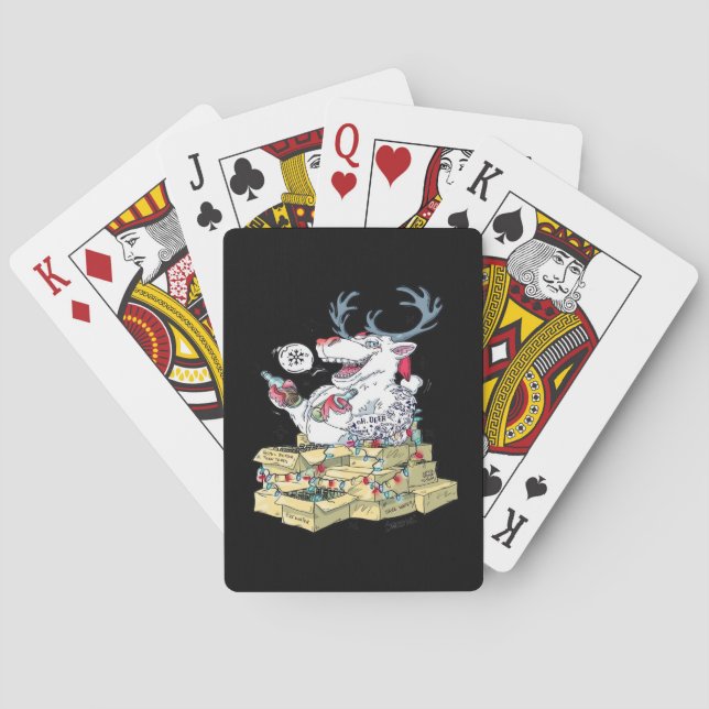 Åh Älg Berusad Ren Firar Jul Fest Casinokort (Baksidan)