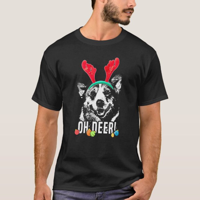 Åh Älg Corgi Jul Premium T Shirt (Framsida)