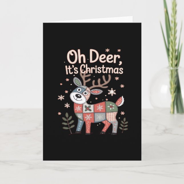 Åh Älg Det Är Jul MiniaturVikad Julkort Kort (Framsida)
