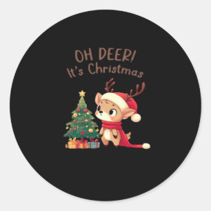 Åh Älg Det Är Jul Modern Estetisk Stil Runt Klistermärke