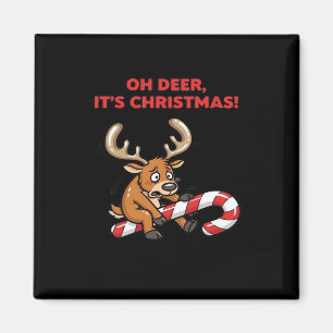 Åh Älg Det är Jul Stressad Ren Med Gott Magnet