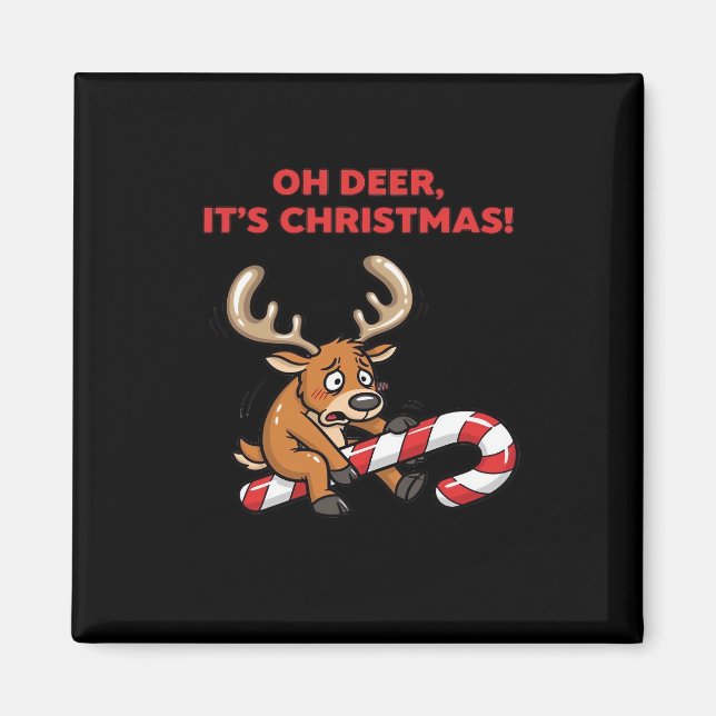 Åh Älg Det är Jul Stressad Ren Med Gott Magnet (Framsidan)