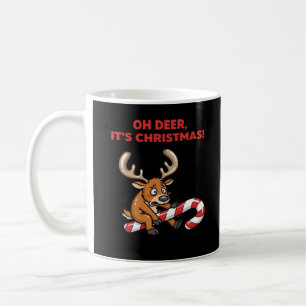 Åh Älg Det Är Jul Stressad Ren Med Söt Kaffemugg
