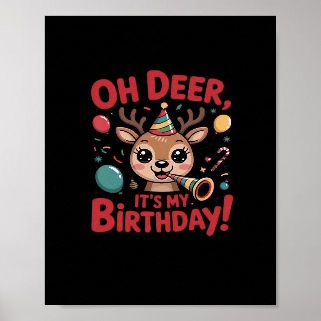 Åh Älg Det Är Min Födelsedag Söt Ren Festlig Stil Poster (Framsidan)