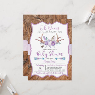 Åh Älg en liten Doe nästan här Baby Shower Inbjuda Inbjudningar