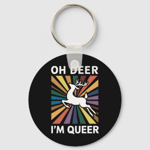 Åh Älg Jag Är Queer Regnbåge HBTQ Stolt Pride Homo Nyckelring
