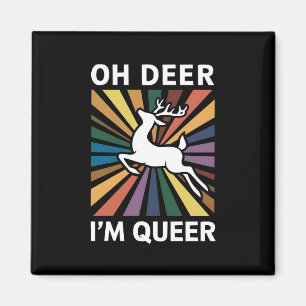 Åh Älg Jag Är Queer Regnbåge HBTQ Stolthet Gay Les Magnet