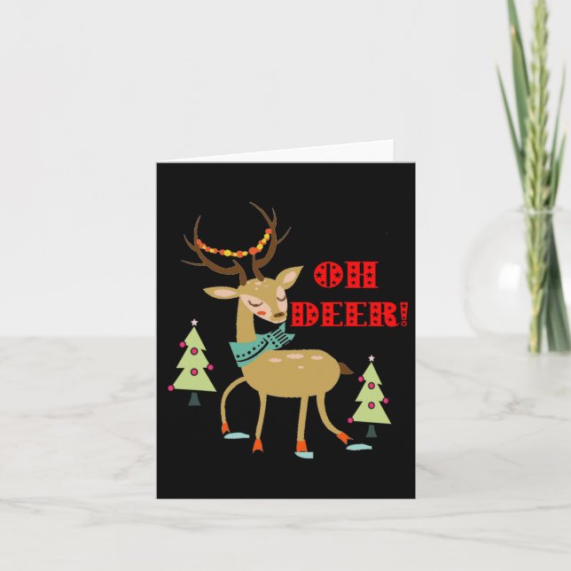 Åh Älg! Jul Älg Med Träd Present  Kort (Framsida)