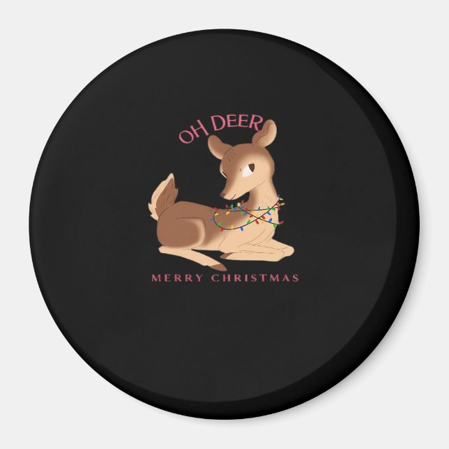Åh Älg Jul Modern Design  Magnet (Framsidan)