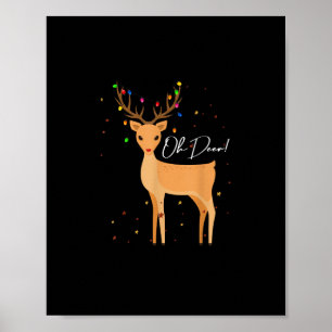 Åh Älg Julbelysning Pajama Söt Ren Julfirande Poster