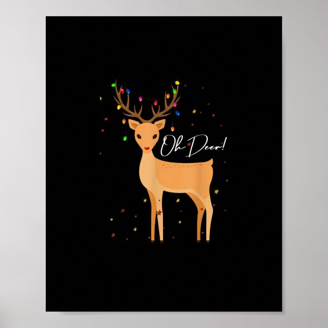 Åh Älg Julbelysning Pajama Söt Ren Julfirande Poster (Framsidan)