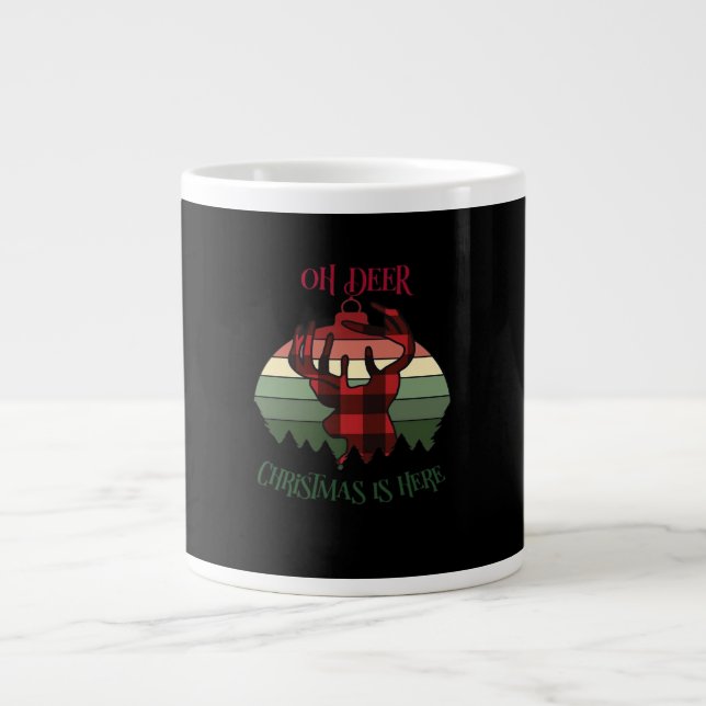 Åh Älg Julen Är Här Glädjefull Estetik  Jumbo Mugg (Framsidan)