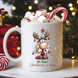 Åh Älg Julen Är Här Rolig Ren Kaffemugg