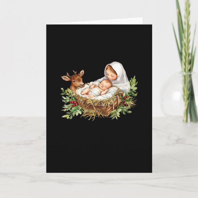 Åh Älg Maria Julkrubba Jul Jesus  Kort (Framsida)
