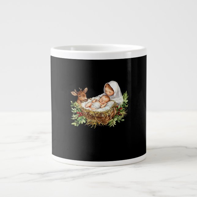 Åh Älg Maria Julkrubba Julen Jesus   Jumbo Mugg (Framsidan)