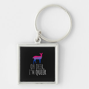 Åh Älg Queer Bisexuell Stolthet Gay Lesbisk Design Fyrkantig Silverfärgad Nyckelring