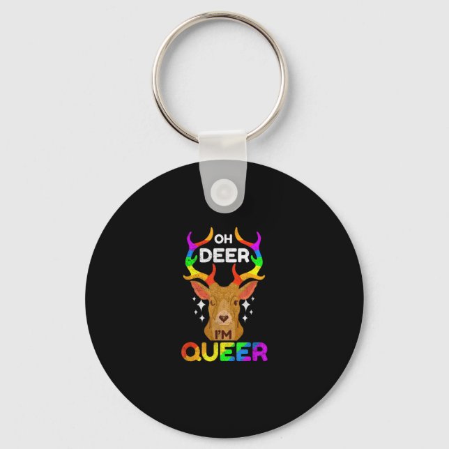 Åh Älg Queer Rolig HBTQ Pride Medvetenhet Nyckelri Nyckelring (Framsida)