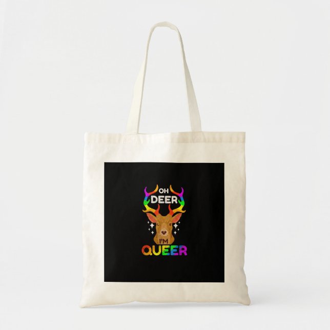 Åh Älg Queer Rolig HBTQ Pride Medvetenhet Toteväsk Tygkasse (Framsidan)