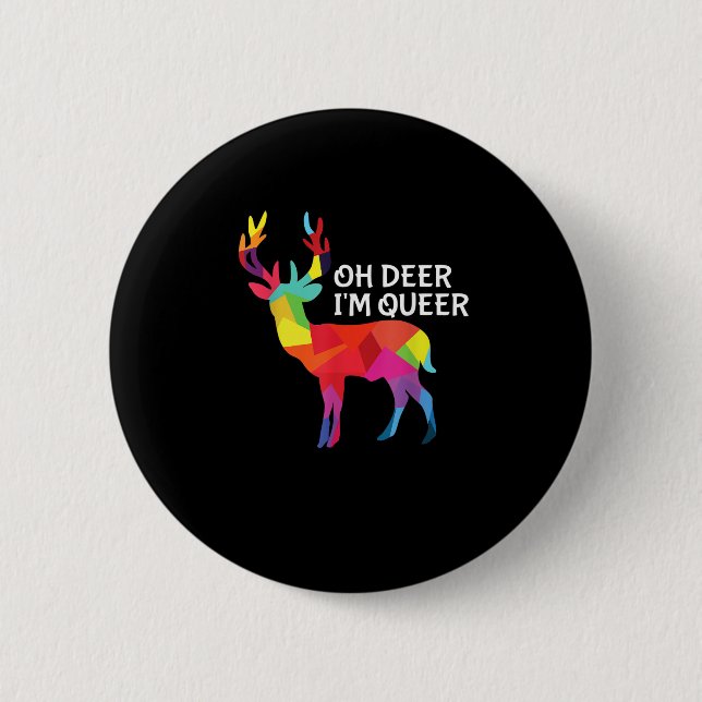 Åh Älg Queer Roligt Skämt HBTQ Stolthet Design Knapp (Framsida)