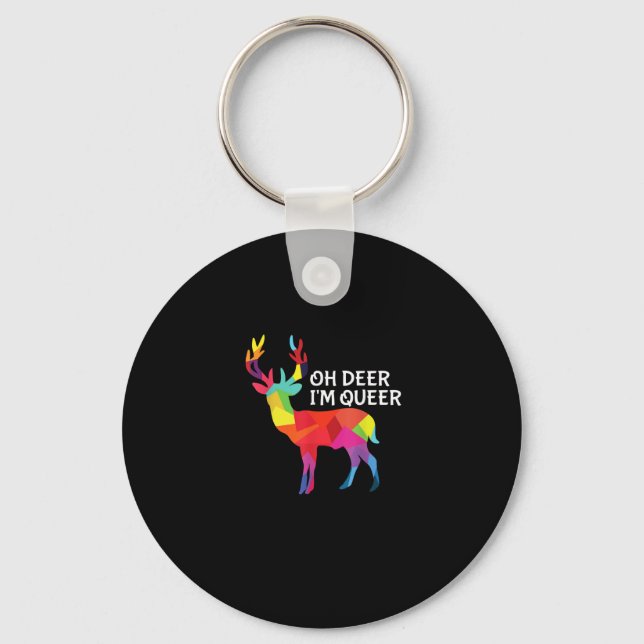 Åh Älg Queer Roligt Skämt HBTQ Stolthet Design Nyckelring (Framsida)