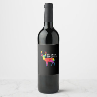 Åh Älg Queer Roligt Skämt HBTQ Stolthet Design Vinflaska Etikett