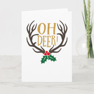 Åh Älg Renar Med Horn För Jul Kort