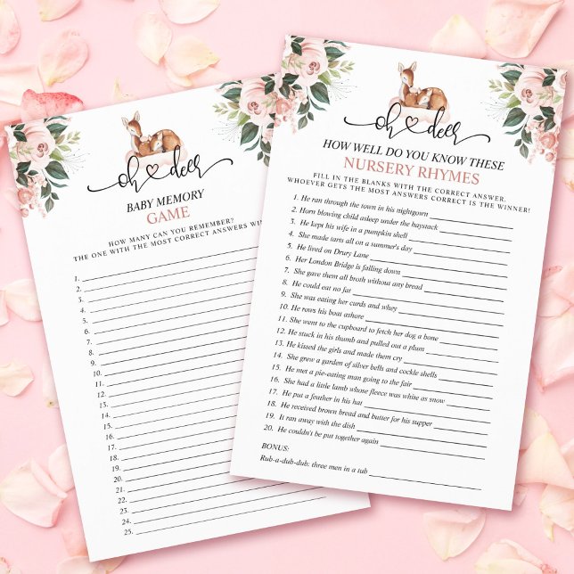 Åh Älg Skogsland Dubbelsidiga Baby Shower Spel (Keep your guests completely entertained while maintaining a flawless, upscale rustic aesthetic.)