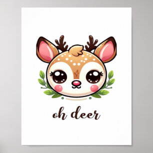 Åh Älg Söt Älg Minimalistisk Design Poster