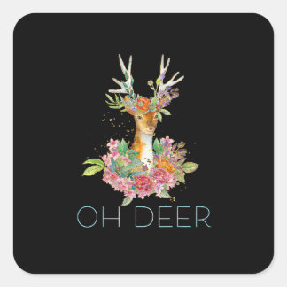 Åh Älg Söt Färgrik Älg Minimalistisk Design  Fyrkantigt Klistermärke