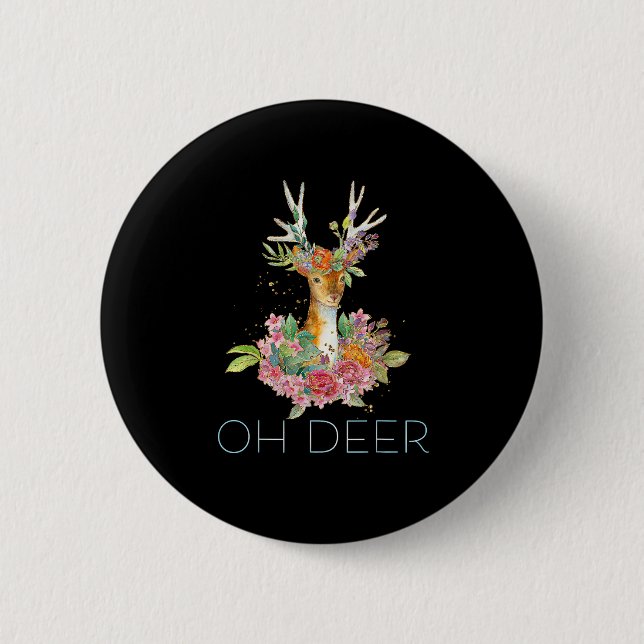Åh Älg Söt Färgrik Älg Minimalistisk Design  Knapp (Framsida)