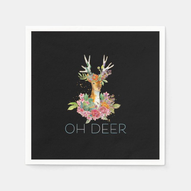 Åh Älg Söt Färgrik Älg Minimalistisk Design  Pappersservett (Framsidan)