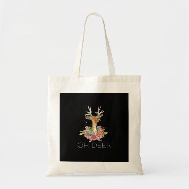 Åh Älg Söt Färgrik Älg Minimalistisk Design Totevä Tygkasse (Framsidan)