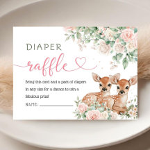 Åh Älg Tvillingflickor Baby Shower Blöja Lotteri