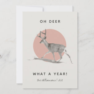 Åh Älg Vilket År Minimalistisk Rosa Familjenamn Julkort