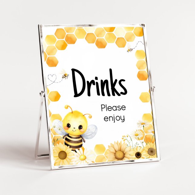 Åh Babee Bee Baby Shower Drinks Poster (Oh Babee Baby Shower Drinks Sign)