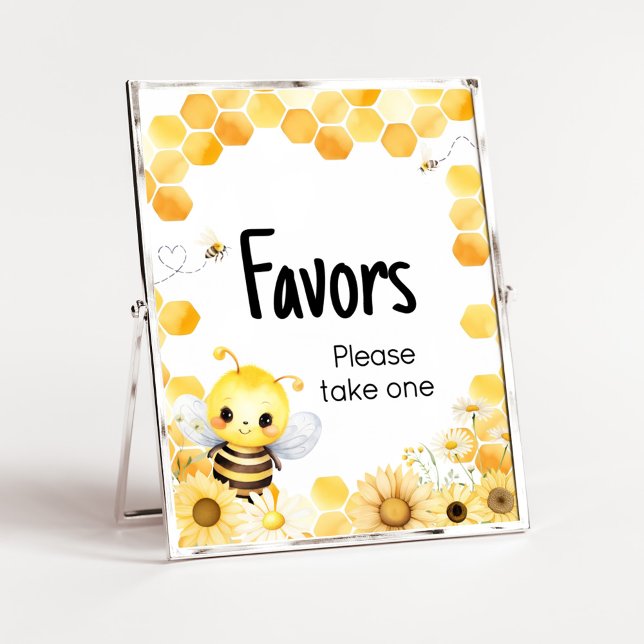 Åh Babee Bee Baby Shower Favors Poster (Oh Babee Baby Shower Favors Sign)