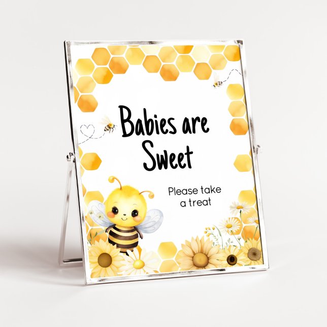 Åh Babee Bee Baby Shower Spädbarn är Sweet Poster (Oh Babee Baby Shower Babies are Sweet Sign)