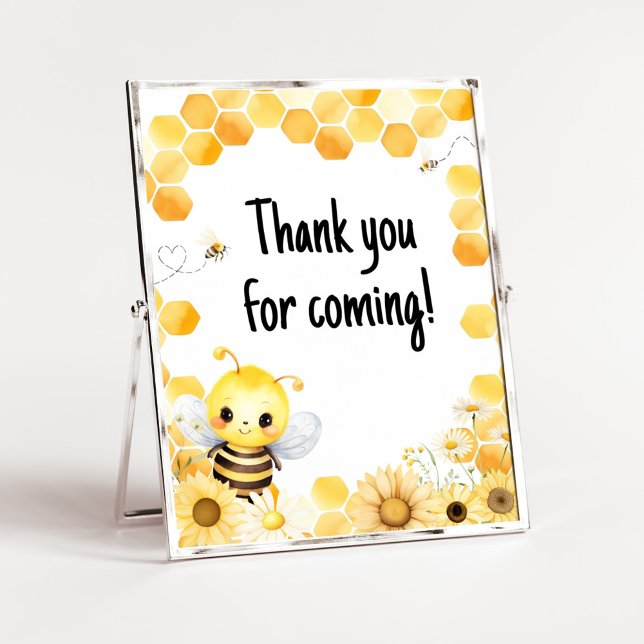 Åh Babee Bee Baby Shower Tack för att du kom Poster (Oh Babee Baby Shower Thank you for Coming Sign)