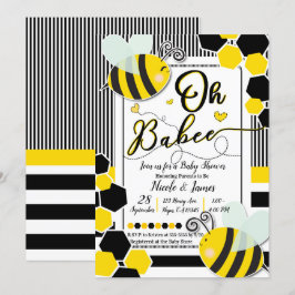 Åh BaBEE Bee Baby Shower Vit Inbjudningar