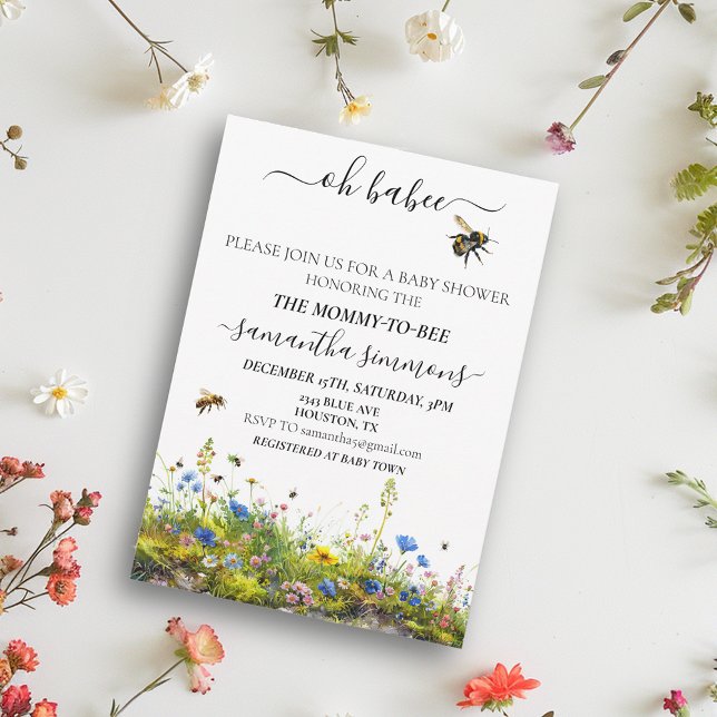 Åh Babee Mamma till Bee Baby Shower Inbjudningar (Skapare uppladdad)