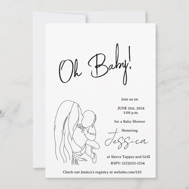 "Åh Baby!" 2024, inbjudan till babydusch (Framsida)