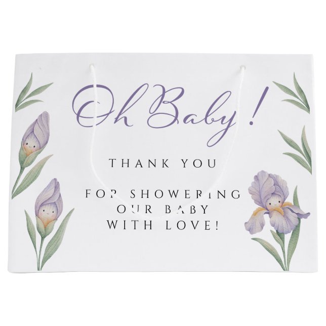 Åh Baby Akvarell Iris Blommig Lila Lavendel (Framsidan)