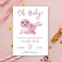 Åh baby! Akvariefärgad rosa säl babyfirande