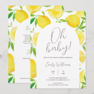 Åh Baby All in One Spring Lemon Baby Shower Inbjudningar