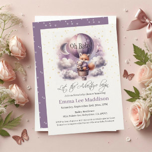 Åh Baby Äventyr Awaits Fox i Luftballong Inbjudningar