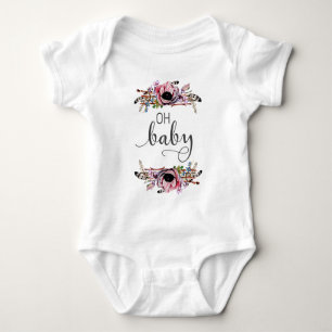 Åh Baby   Baby Flicka Boho Blommig Fjäder Ram Tutu Tröja