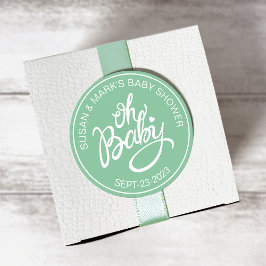 Åh Baby Baby Shower-fästare - Grönt Runt Klistermärke