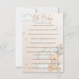 Åh Baby, Baby Shower Trivia Spel, Sant eller Falsk Inbjudningar